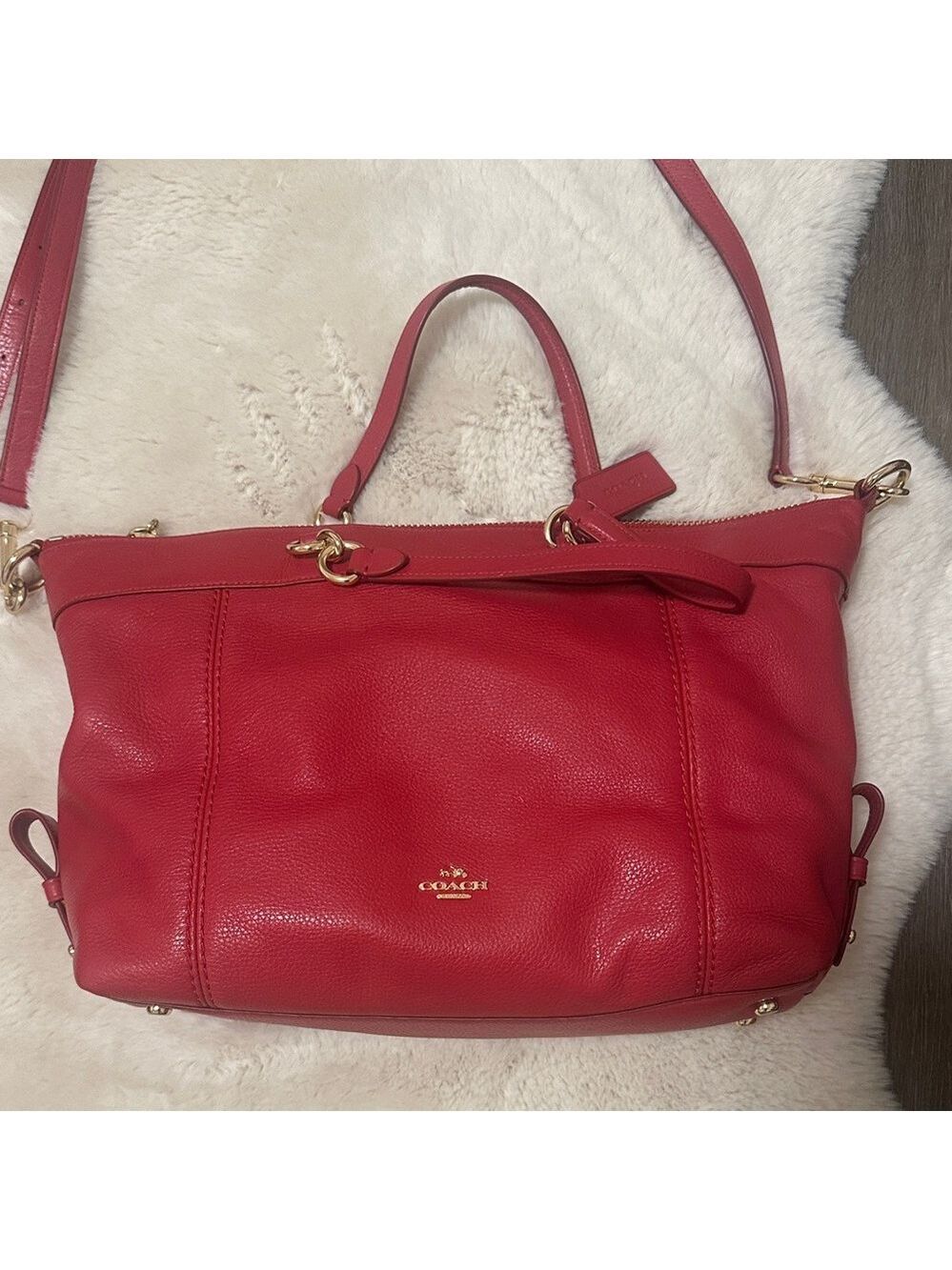 Coach Red Leather Shoulder Bag - Picture 2 of 6